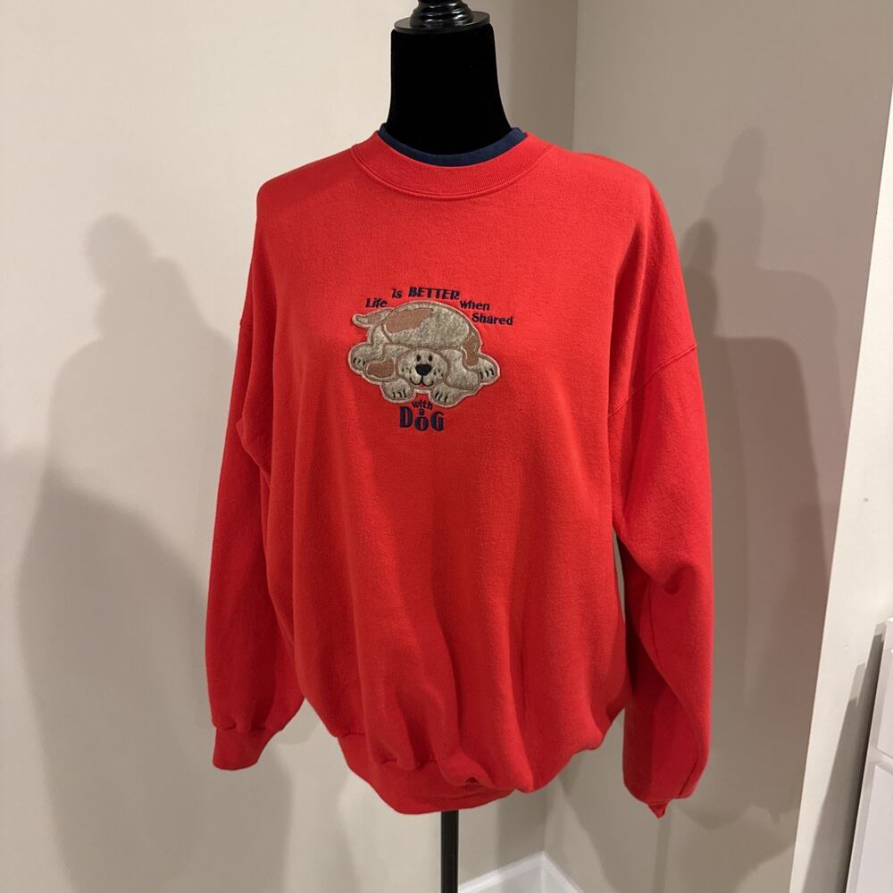MC Sportswear Red Vintage Life Is Better When Shared With A Dog Size XL